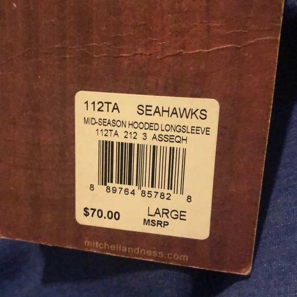 Mitchell & Ness Seattle Seahawks NFL Mid Season Hoodie (Curved Hem) NWT - Picture 6 of 6